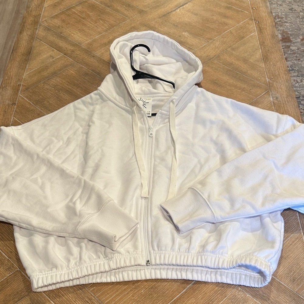 Aerie White Cropped Hoodie